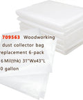 Six Pack Dust Collector Bags 20 Inch Diameter 70 Gallon 6 Mil Heavy Duty Clear Replacement For Woodworking Dust Systems