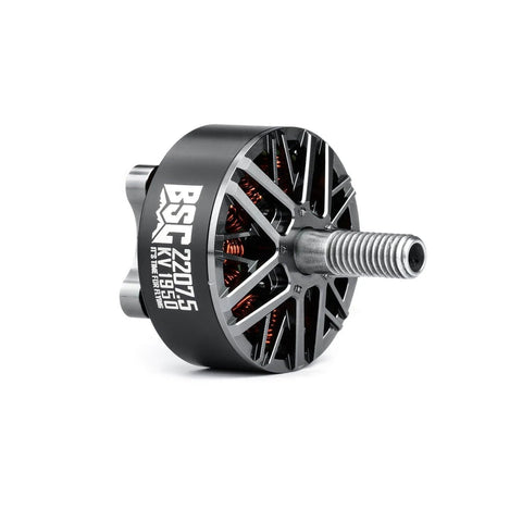 Side view of 2100KV FPV Motor for 5 Inch Drones, 2207.5 size, featuring N52H magnets, 6S compatible for racing and freestyle.