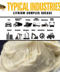 Lithium Complex Grease Cartridge 14 Oz Each, 10 Pack, NLGI 2 EP High Temp, multipurpose lubricant for various industries.