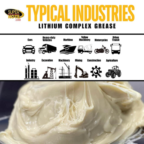 Lithium Complex Grease Cartridge 14 Oz Each, 10 Pack, NLGI 2 EP High Temp, multipurpose lubricant for various industries.