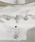 8 Inch Widespread Bathroom Faucet For 3 Hole Sink In Brushed Nickel With Metal Pop Up Drain And Water Supply Lines
