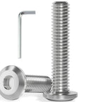 Built Like A Tank M6 X 30 Millimeter Flat Head Hex Socket Cap Screw Bolts 50 Piece Pack 304 Stainless Steel showing two bolts and an L-wrench.