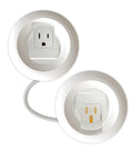 In Wall TV Power Outlet Kit White Complete Cable Grommet Set With Pre Wired Power Cord for wall mount system with dual outlets.