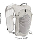 Ultralight Running Vest With Breathable Quick Dry Mesh Chest Pack Hydration Ready Kit, side view showing dimensions and mesh pocket