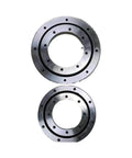 Rock Solid Heavy Duty Slewing Ring Gear Turntable Bearing For Support Crane Featuring Crossed Roller Design and Lightning Fast Swivel Action. Two sizes displayed.