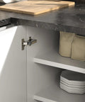 Twenty Pack Top Shelf Soft Close Damper Clips For Full Overlay Cabinet Doors straight arm hinge retainers on a cabinet door.