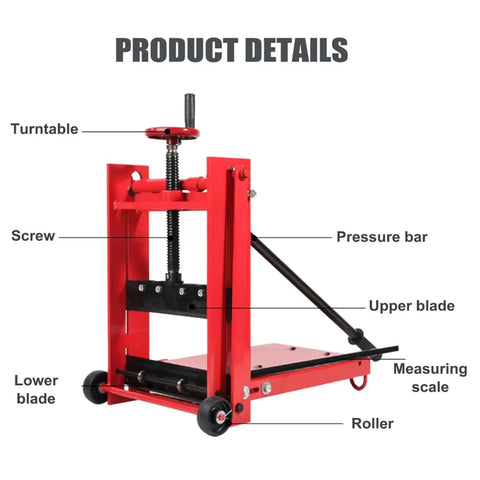 Wheeled Paver Cutter With Eight Bearing Rolling Platform Heavy Duty Steel Frame Precise Lightweight Brick Cutter For AAC And Foam Blocks Clean Smooth Cuts Fast Labor Savings Durable Performance product details with rollers, blades, screw, and pressure bar