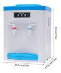 Compact 110V 550W Portable Countertop Water Dispenser With Hot And Cold Water Tiny Desk Side Hydration Station For Home Office Dorm Kitchen Fast Heat And Chill In A Space Saving Mini Tabletop Cooler, shown with dimensions.