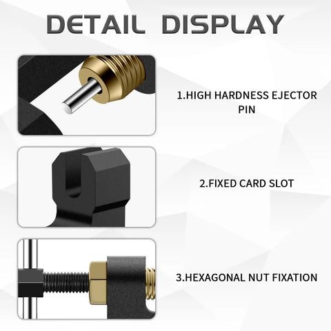 Detail display of heavy duty chain breaker tool kit for bikes and motorcycles, ATVs, dirt bikes, go karts and scooters.