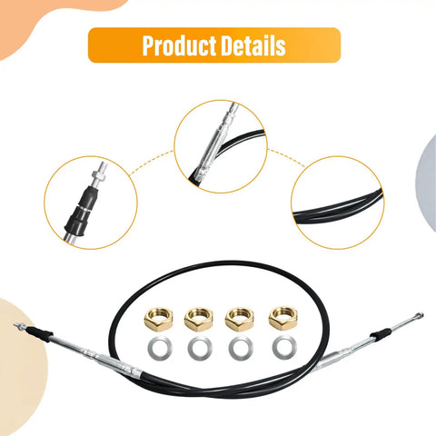 72 Inch Universal Control Cable For 5200 Series Mount, Beefed Up PTO Valve Dump Truck Replacement With Gasket And Nut shown