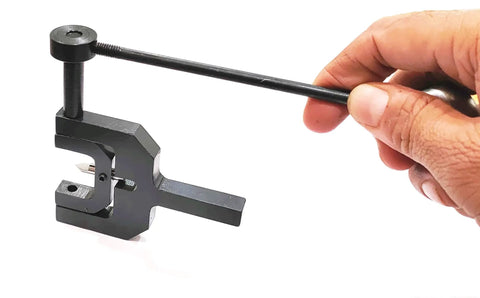 Hand holding Radius Ball Turning Tool For Lathe With Three Eighths Inch Shank HSS Bit for precision sphere turning on mini lathes.
