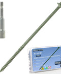 Pack Of 50 14 By 8 Inch Heavy Duty Wood Screws With Green Hex Head For Timber And Landscaping Projects Built Tough, Rust Resistant And Salt Spray Tested, Includes Hex Socket Drive Bit For Easy Installation