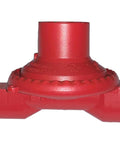 RV propane regulator (GR-630B) red metal unit with round top and square mounting feet.