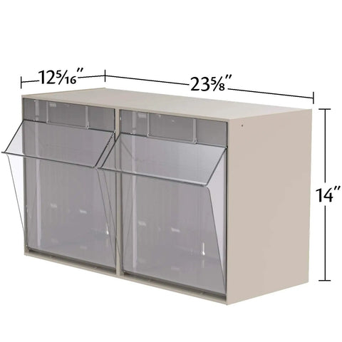 Tilt View Plastic Storage Cabinet With Two Tilt Out Bins For Home Office And Workshop Clear Parts Organizer dimensions