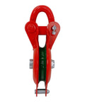 One Ton Snatch Block Pulley With Shackle, Heavy Duty Single Sheave 4 Inch Wheel, 2,200 Lb Working Load Limit, Red Powder Coat front view