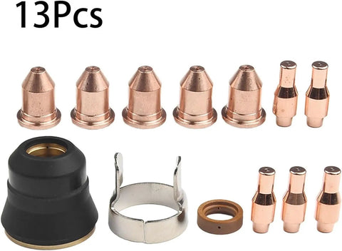 All In One 13 Piece Plasma Cutting Consumables Kit For 45A Plasma Cutter Includes Nozzles 56811 And Electrodes 56255 56576 Titanium