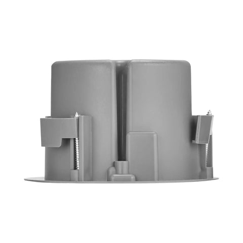 Side view of 18 Cu In PVC Old Construction Ceiling Junction Box For Old Work Non Metallic J Box ETL Listed 2 Hour Fire Rating