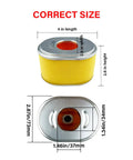 Air filter component of Tune Up Kit For Honda GX160 GX200 Small Engines 163cc 196cc Rebuild Kit with dimensions.