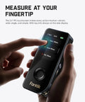 Person using IPS touch screen of Three In One Pro Grade Laser Measuring Tool With 197 Ft Range, IPS Touch Screen And Side LCD, Wheel Roller, 3 Axis Digital Level, Rechargeable For Home DIY And Indoor Projects.