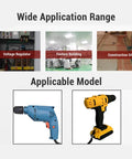 Heavy Hitter Electric Drill Wire Stripper Attachment on blue and yellow drills, showcasing diverse applications in wiring tasks.