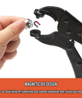 Hand holding magnetic die tool from Grab And Go Snap Fasteners Kit With 30 Sets Screws Snaps For Boat Covers Canvas Tarps And More