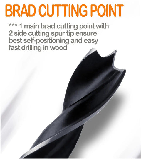 Heavy Duty 7/16 Inch Wood Brad Point Drill Bit Set With Ten Stubby Short Shank Woodworking Bits That Grip Tight and drill like butter on tough wood.