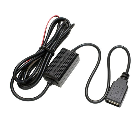Rig Ready Hardwired Usb A Car Charger Cable Kit With Direct Wire Harness Powers Dash Cams And Gps Units, featuring a black cable and connector.