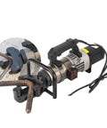 Real Deal Portable Electric Rebar Cutter And Hydraulic Steel Bar Bender With Brushless Motor for cutting rebar, showing machine detail.