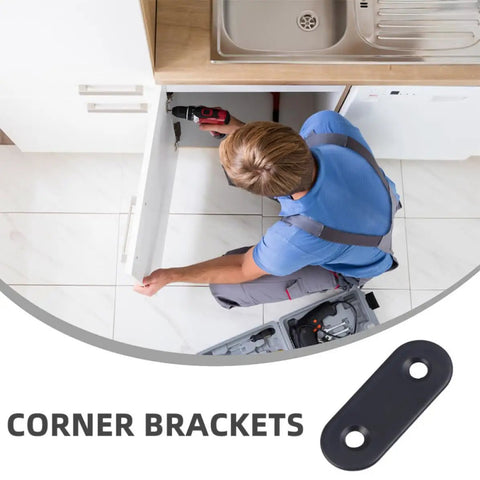 Installation of 12 Piece Stainless Steel Flat Corner Brackets For Cabinet And Furniture Reinforcement With Screws Heavy Duty Mending Plates