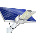 High Performance Badass 7000W Remote Solar Street Light With Dang Tough IP65 Waterproof Build mounted on a wall.