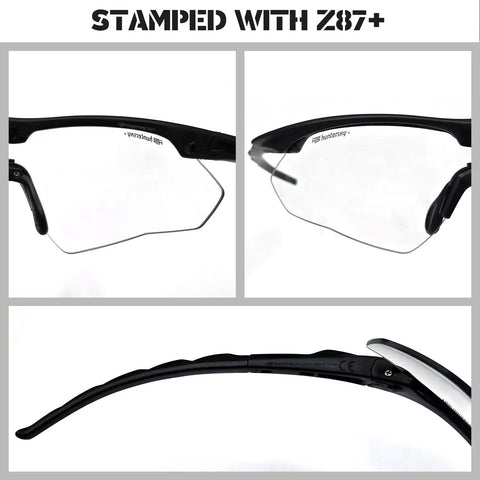 Side view of Anti Fog Tactical Shooting Glasses With Ballistic Eye Protection For Hunting showing bow frame in black color.