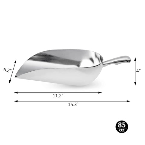 One Piece Cast Aluminum Round Bottom Bar Scoop 85 Ounce Utility Ice Flour Sugar Candy Heavy Duty Workhorse Durable Commercial Grade
