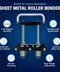 Workhorse Sheet Metal Bending Tool For 0-90 Degree Angles, 0.3-1mm Steel Aluminum Copper Roofing Sheets, showing features