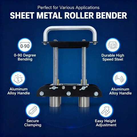 Workhorse Sheet Metal Bending Tool For 0-90 Degree Angles, 0.3-1mm Steel Aluminum Copper Roofing Sheets, showing features