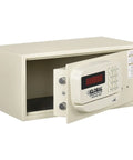 Hotel Safe With Electronic Lock And Card Slot Keyed Differently Off White 15W X 10D X 7H Wall Or Floor Mount Magnetic Stripe Card Reader Battery Operated With Mechanical Override Keys No Fuss Security
