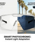 Heavy Duty Photochromic Safety Glasses Featuring Uv400 Polarized Auto Darkening Lenses And Impact Resistant Frames for indoor and outdoor use.