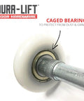 Close-up of 2 Inch Nylon Garage Door Roller With 6200Z Bearing And 4 Inch Stem, highlighting caged bearing design.
