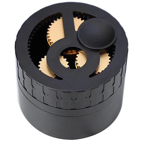 Game Changing Geared Espresso Leveler With Magnetic Coffee Distributor Needle Fits All Standard Portafilters top view showing gears and materials.