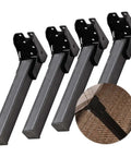 Heavy Hitter Folding Furniture Legs Set Of Four Sturdy Metal Bed And Sofa Lifts showing four tapered metallic legs with brackets.