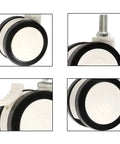Badass Heavy Duty Trolley Casters Featuring Slick Polyurethane Wheels And Rock Solid Double Rotary Brakes For Furniture And Medical Equipment Rolling Smoothly close-up of double wheels and swivel brakes