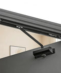 Matte Black Automatic Door Closer No Slam With Adjustable Speed Hydraulic Hinge And Soft Gate Closing Spring, mounted on door