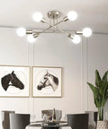 Dope Modern Sputnik Chandelier Ceiling Light Fixture With Six Lights, Industrial Metal Dining Room Pendant installed in dining room