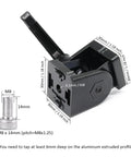 Black 2 Sets 3030 Aluminum Extrusion Pivot Hinge Swivel Degree Angle Bracket With Handle for 30x30 mm extrusions, shown with dimensions.