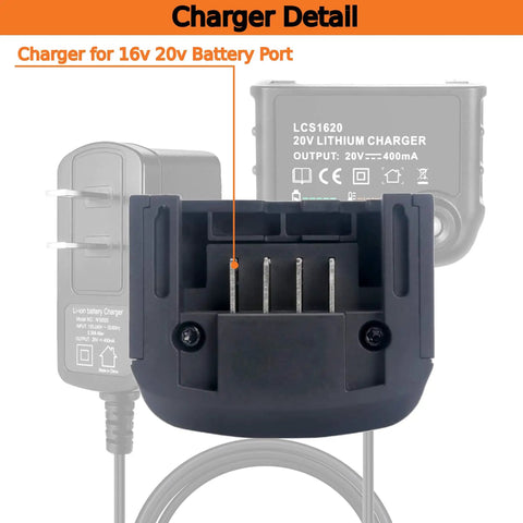 Replacement 20V 16V Lithium Ion Battery Charger For Black And Decker Compatible With LBXR20 LBXR20 OPE LB20 Detail View