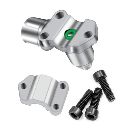 Trounistro BPV-31 bullet piercing valve kit in silver metal, includes valve body, mounting plate, and three screws