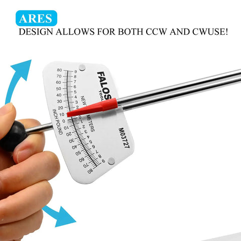 Quarter Inch Drive Beam Torque Wrench With 0 To 80 Inch Pounds And 0 To 9 Newton Meters in use, showing scale indicators and handle.