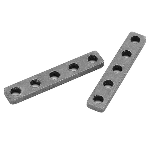 Premium Stainless Steel Screw Fixing Plate With Five Hole Threaded Base Pack Of Two heavy duty brackets, 39 x 7 x 3mm, for robotics use.