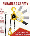 Viking Manual Lever Chain Hoist Three Quarter Ton 1650 Lbs Lift Capacity 20 Feet Two Pack with rotatable handle and hooks