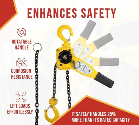 Viking Manual Lever Chain Hoist Three Quarter Ton 1650 Lbs Lift Capacity 20 Feet Two Pack with rotatable handle and hooks
