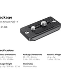 Quick Release Plate For Arca Swiss Standard With Quarter And Eighths Inch Screws Smooth Swap Quick Change Base, aluminum, 68x40mm, for DSLR, mirrorless.